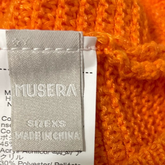 MUSERA Tassel Hem Crochet Knit Mini Sweater Dress in orange size XS - Picture 15 of 15